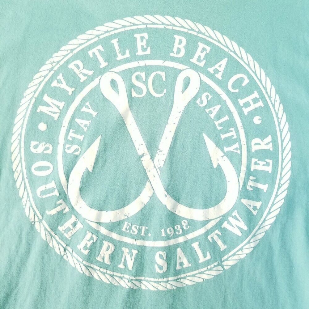 Myrtle Beach SC T-Shirt Unisex Blue Size XL Saltwater Vintage Tee Stay Salty